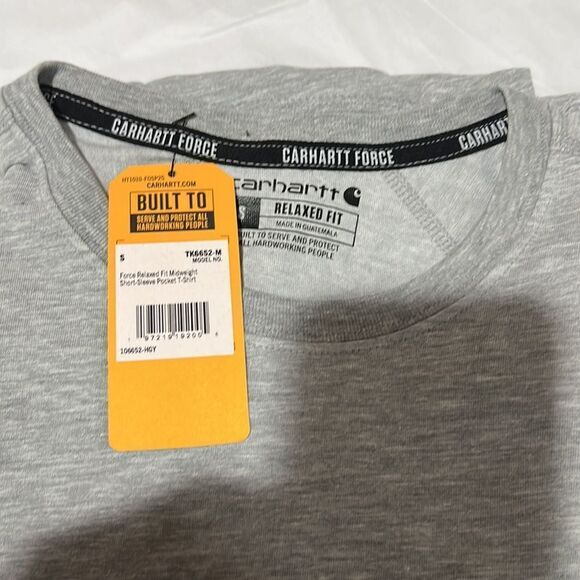 Carhartt Force Relaxed Fit Midweight Short-Sleeve Pocket T-shirt size s NWT Gray - Picture 9 of 9